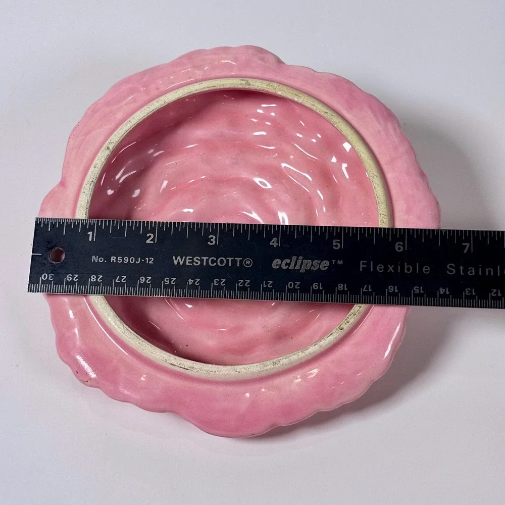 Vintage 1956 Miramar of California Pink Cabbage Leaf Covered Dish 644 Rosebud